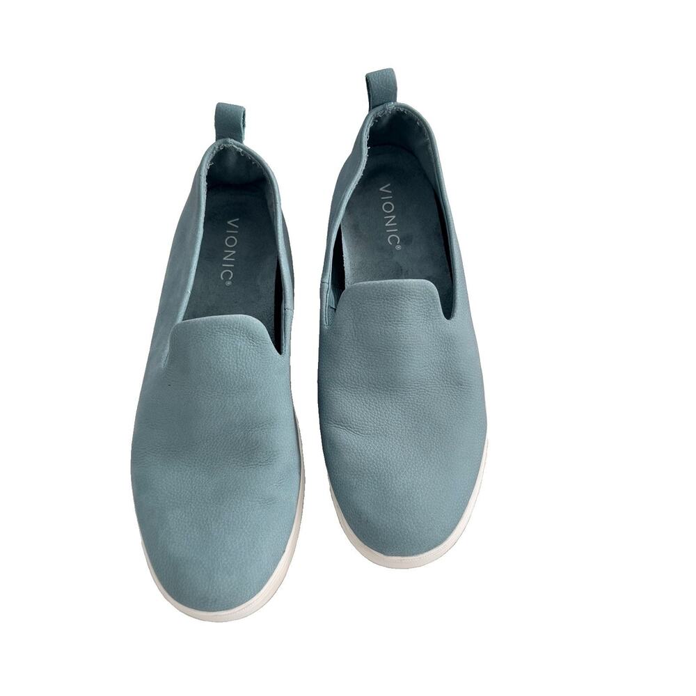 Vionic Uptown Willa Womens 9 Bodega Blue Leather Slip On Loafers Orthotic Shoes